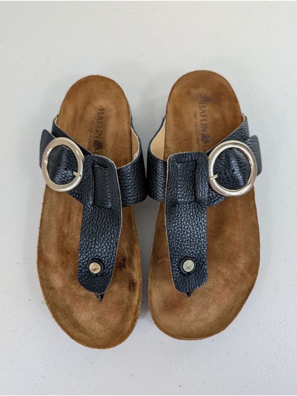 Haflinger round buckle Corinna sandals in brown/black women's size 41